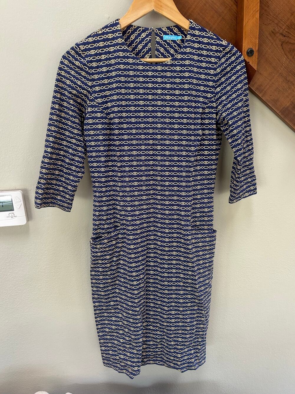 J. McLaughlin Catalyst Dress Catalina Cloth Chain Print oldmoney luxury career